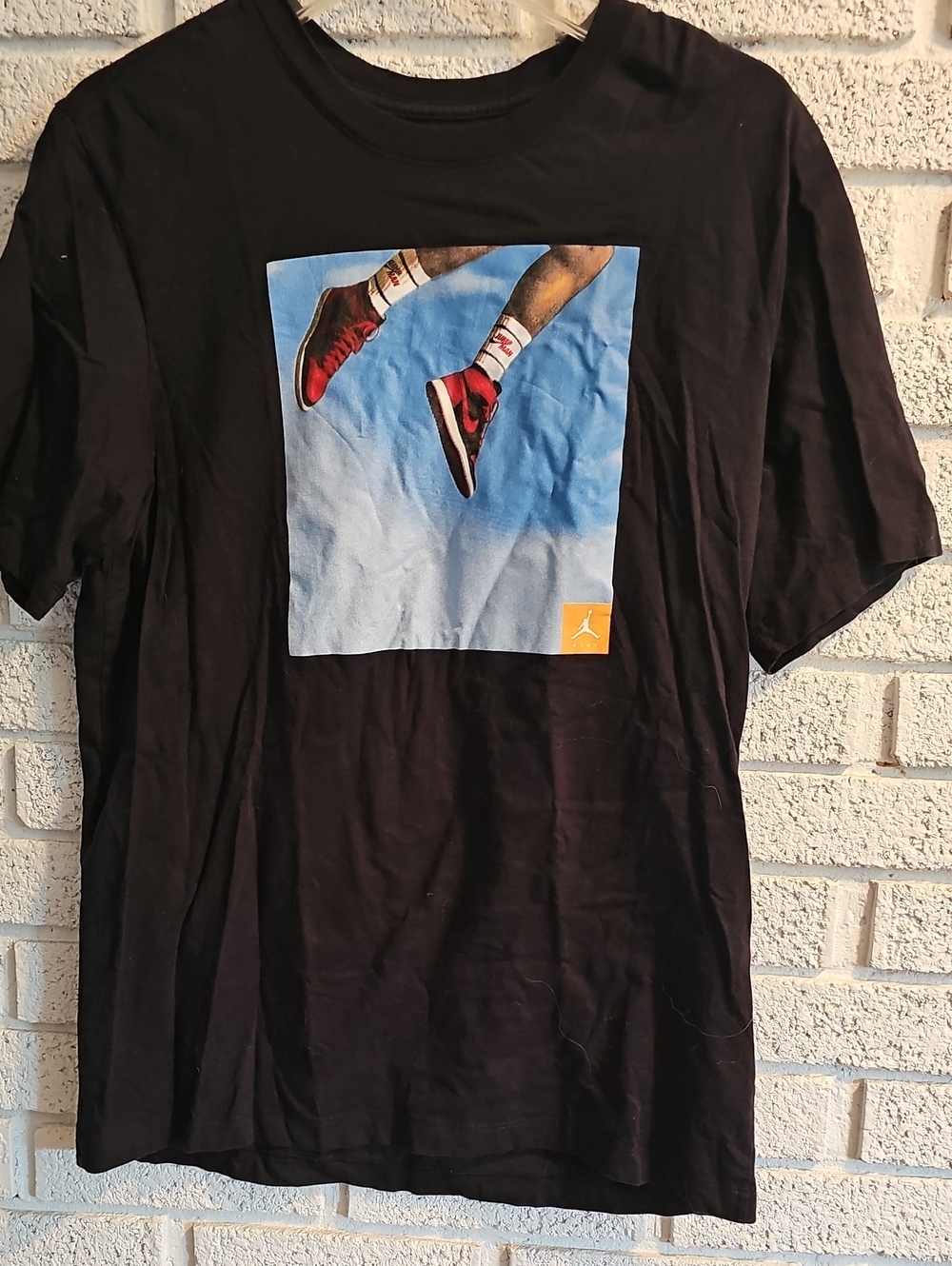 Jordan Black Tee with Red Sneakers Graphic